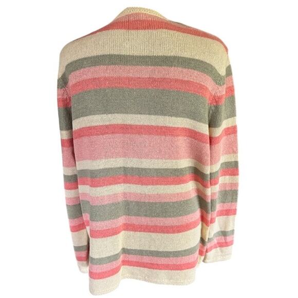 C.J. Banks by Christopher & Banks Striped Cardigan Sweater 1X  Linen Silk Blend - Picture 4 of 6